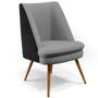 Imagem de Poltrona Decorativa Pérsia Pés Palito D02 Linho Cinza Escuro C-416 Corano Preto B-97 - Lyam Decor
