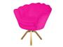 Imagem de Poltrona Decorativa Pétala Base Giratória Madeira Couro Rosa Pink Ms Decor