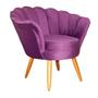 Imagem de Poltrona Decorativa Pétala Pés Palito Veludo Roxo - DS Estofados