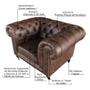 Imagem de Poltrona Decorativa Sala de Estar Chesterfield Duo Couro Tabaco G40 - Gran Belo