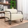 Imagem de Poltrona Decorativa Sala de Estar Polatsk Base Industrial de Ferro Bouclê Off White G33 - Gran Belo