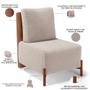 Imagem de Poltrona Decorativa Sala Estar Living Pés Madeira Hungria L02 material sintético Camel Bouclê Creme - Lyam