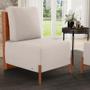 Imagem de Poltrona Decorativa Sala Estar Living Pés Madeira Hungria L02 material sintético Camel Bouclê Creme - Lyam