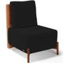 Imagem de Poltrona Decorativa Sala Estar Living Pés Madeira Hungria L02 material sintético Camel Suede Preto - Lyam