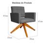 Imagem de Poltrona Estofada Base Giratoria Madeira Camila Suede Cinza - LM DECOR