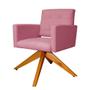 Imagem de Poltrona Estofada Base Giratoria Madeira Camila Suede Rosa - LM DECOR