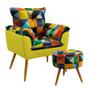 Imagem de Poltrona Estofada Beta com Puff Solar Sued Estampado Colorido com Amarelo Aradecor