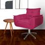 Imagem de Poltrona Estofada Com Base Giratória de Metal Opala Suede Rosa Pink - DL Decor