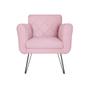 Imagem de Poltrona Estofada Com Pés de Ferro Para Sala de Estar Isabella Suede Rosa Bebe - LM DECOR