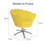 Imagem de Poltrona Estofada Decorativa 1 Lugar Base Giratória de Metal Pétala Suede Amarelo - DL Decor