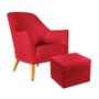 Imagem de Poltrona Estofada Orion com Puff Quasar Sued Vermelho Aradecor