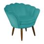 Imagem de Poltrona Estofada Para Sala de Estar Pés Palito Pétala Suede Azul Turquesa - INCASA DECOR