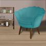 Imagem de Poltrona Estofada Para Sala de Estar Pés Palito Pétala Suede Azul Turquesa - INCASA DECOR