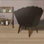 Imagem de Poltrona Estofada Para Sala de Estar Pés Palito Pétala Suede Marrom - INCASA DECOR