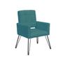Imagem de Poltrona Estofada Para Salão de Beleza Pés de Ferro Camila Suede Azul Turquesa - LM DECOR