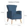 Imagem de Poltrona Estofada Pés Palito Sala de Estar Melinda Suede Azul Royal - DL DECOR