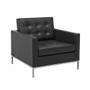 Imagem de Poltrona Florence Knoll Cromado em Couro Natural Preto