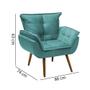 Imagem de Poltrona Grecia Cadeira Sala Recepção Clínica Consultório Amamentação Decorativa Suede Veludo Azul Turquesa