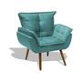 Imagem de Poltrona Grecia Cadeira Sala Recepção Clínica Consultório Amamentação Decorativa Suede Veludo Azul Turquesa
