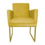 Imagem de Poltrona Klara Suede Amarelo Base De Ferro Dourada  - Vallisa Decor