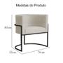 Imagem de Poltrona Luana Base Metálica Preta Suede Bege - Belliv Decor