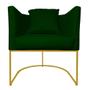 Imagem de Poltrona Luaninha Base Metálica Dourada Suede Verde - Vallisa Decor