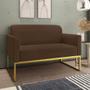 Imagem de Poltrona Namoradeira Decorativa Isabella Base Industrial Suede Marrom/Dourado G19 - Gran Belo