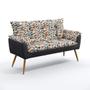 Imagem de Poltrona Namoradeira e 2 Poltronas Opala F-014 Sued Estampado Bege com Veludo Aradecor