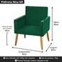 Imagem de Poltrona Nina para Atendimento Pés Madeira Suede Verde Militar - 2M Decor