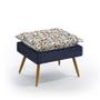 Imagem de Poltrona Opala com Puff Lunar Suede Estampado Laranja com Azul Marinho Aradecor