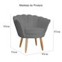 Imagem de Poltrona Pétala Decorativa Suede Cinza Pés de Palito - Vallisa Decor.