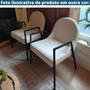 Imagem de Poltrona Ramone Daf Móveis Concha Multilaminada Revestida com Espuma D28 Linho Bege Base Aço Preto