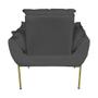 Imagem de Poltrona Recepção Suede Cinza Base Dourada - Vallisa Decor