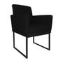 Imagem de Poltrona Recepção Suede Preto Base Industrial Preta - Vallisa Decor