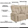 Imagem de Poltrona Reclinável 3 lugares para Sala de Cinema Arsenal Suede Bege G23 - Encantum