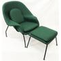 Imagem de Poltrona Womb Chair com puff linho verde base preta - Poltronas do Sul