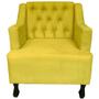 Imagem de Poltronas Decorativa Pés Luis XV Gênises Encosto Estilo Capitonê Suede Amarelo - DS Estofados