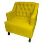 Imagem de Poltronas Decorativa Pés Luis XV Gênises Encosto Estilo Capitonê Suede Amarelo - DS Estofados