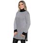 Imagem de Poncho de Tricô Mousse Xadrez Gola Alta Feminino Plus Size