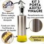 Imagem de Porta Azeite 300ml Vinagre Vidro Aço Inox Dosador Galheteiro Azeiteiro