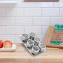 Imagem de Porta Condimento 6 potes de aço inox com visor e suporte magnético retangular