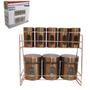 Imagem de Porta Condimento de Vidro Inox Kit com 8 Pecas 320 80ml com Suporte Metalizado Rose Gold - Top Chef 3097