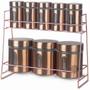 Imagem de Porta Condimento de Vidro Inox Kit com 8 Pecas 320, 80ml com Suporte Metalizado Rose  