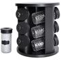 Imagem de Porta Condimento Giratório Preto c/ 9 Potes Vidro 85ml Tampa Ideal p/ Temperos e Especiarias Suporte 360º Alimento