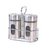Imagem de Porta Condimentos De Vidro D/ 2Pçs Com Suporte De Inox 80ML