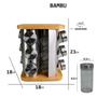 Imagem de Porta Condimentos Giratório Inox com Base de Bambu 12 Potes 90ml