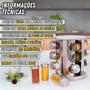 Imagem de Porta Condimentos, Porta Temperos, Suporte Para Tempero Com base Giratória, 12 Potes de Vidro com 100ml Cada