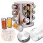 Imagem de Porta Condimentos, Porta Temperos, Suporte Para Tempero Com base Giratória, 12 Potes de Vidro com 100ml Cada