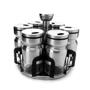Imagem de Porta Condimentos Prático Design Sofisticado Giratório Cozinha Multiuso Inox 6 Potes