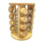 Imagem de Porta Condimentos Temperos Bambu Giratório Cozinha 16 Peças